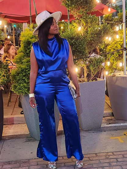 Pre-sale only! Blue Satin Jumpsuit