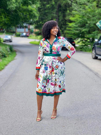 Vintage Flower Print Dress