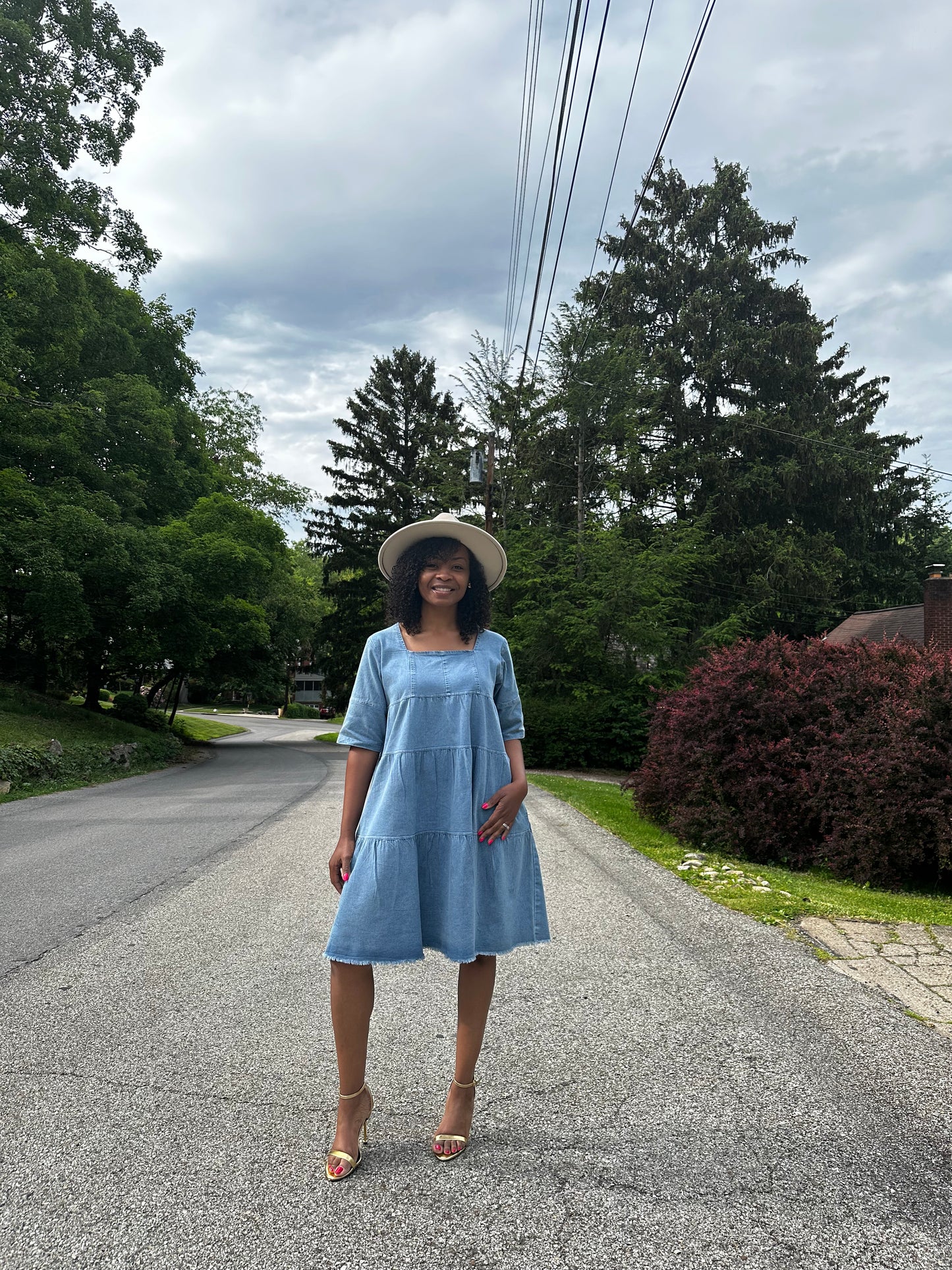 Women's Ruffled Denim Dress