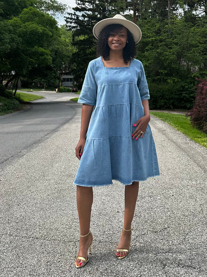 Women's Ruffled Denim Dress