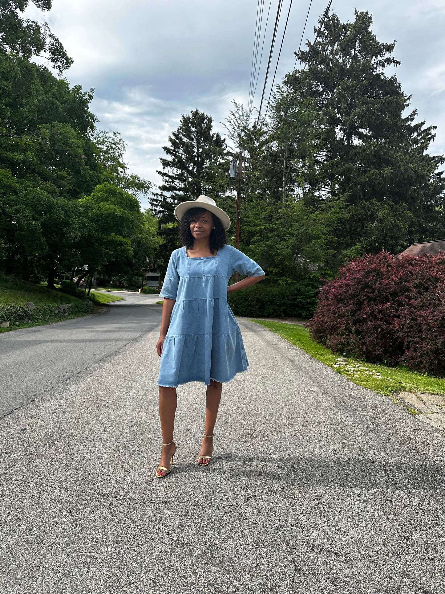 Women's Ruffled Denim Dress