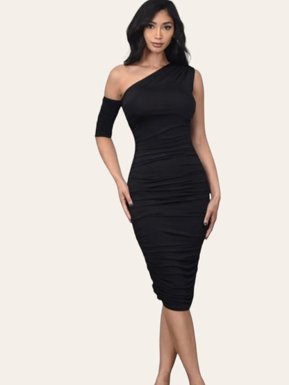 Black wrapped-arm sleeved Dress