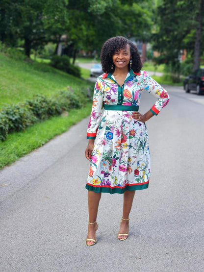 Vintage Flower Print Dress