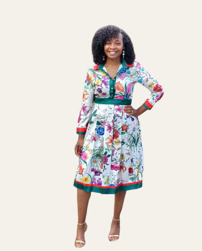 Vintage Flower Print Dress