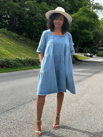 Women's Ruffled Denim Dress