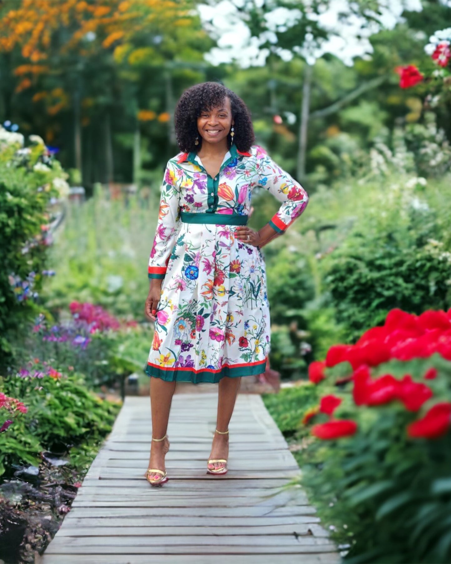 Vintage Flower Print Dress