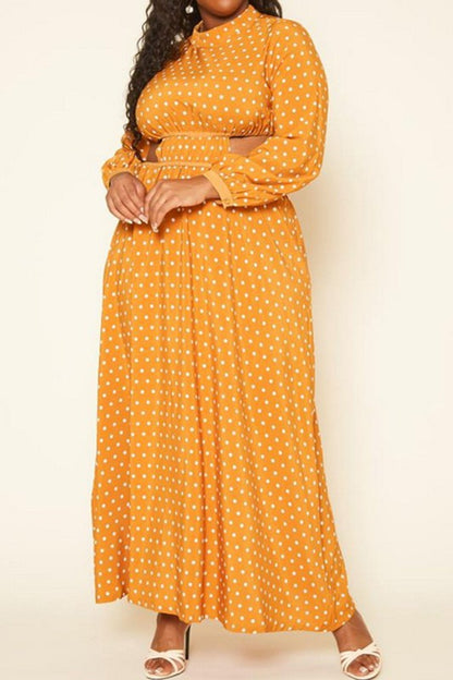 Plus Size Polka Dot Flare Maxi Dress