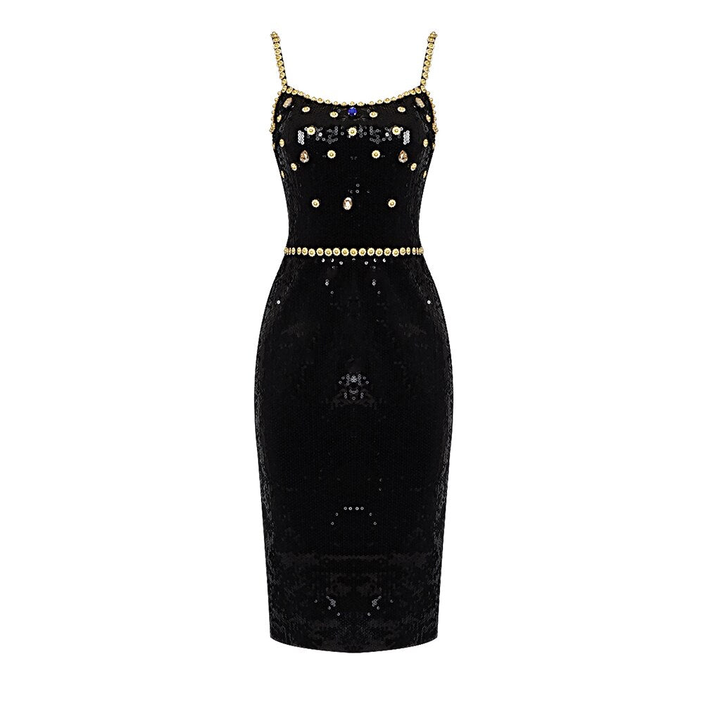 Elegant Black Sequined Dress