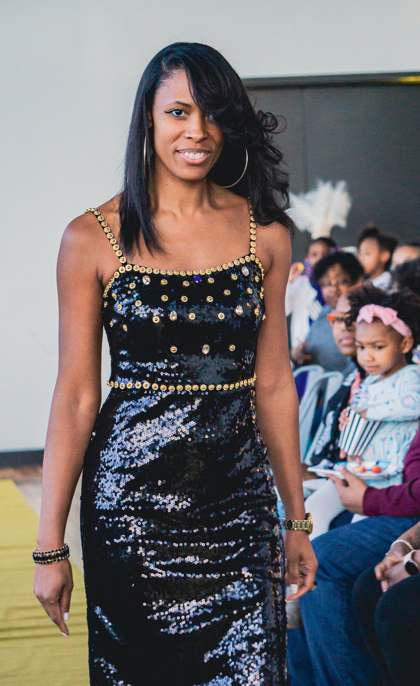 Elegant Black Sequined Dress